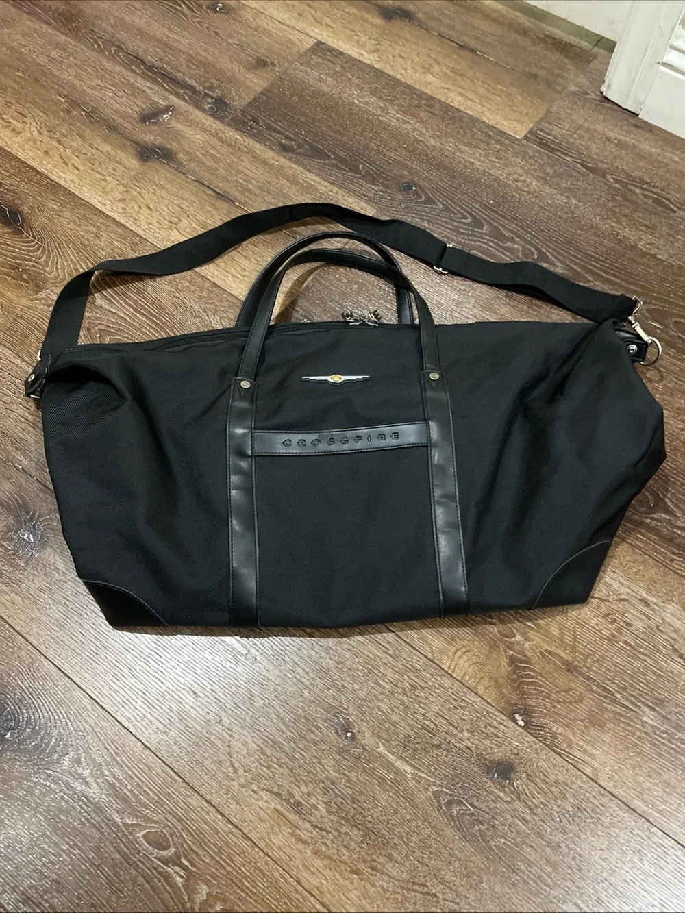 Chrysler black Nylon Travel Duffel Bag with Shoulder Strap